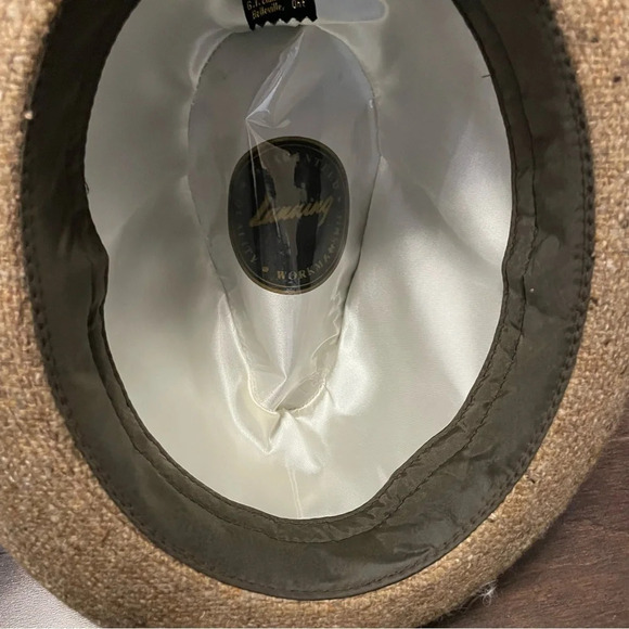 Fedora Hat Vintage 1970s Wool Blend Tweed with Feather by Lanning Men’s Large. - Picture 8 of 12